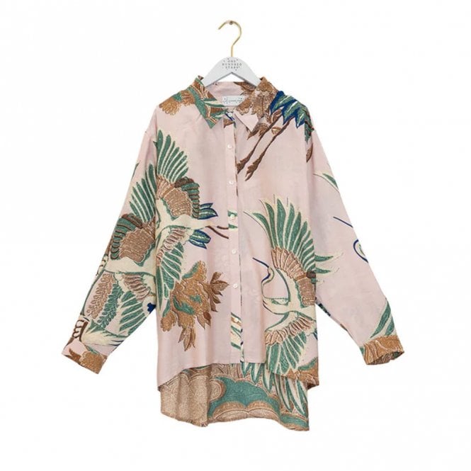 One Hundred Stars Crane Plaster Pink Oversized Shirt