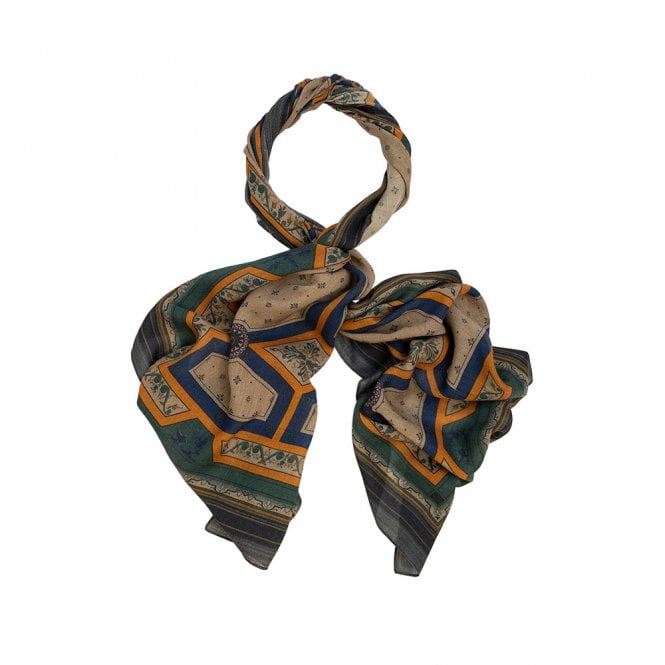 One Hundred Stars Fleur De Lys Sand Square Wool Scarf