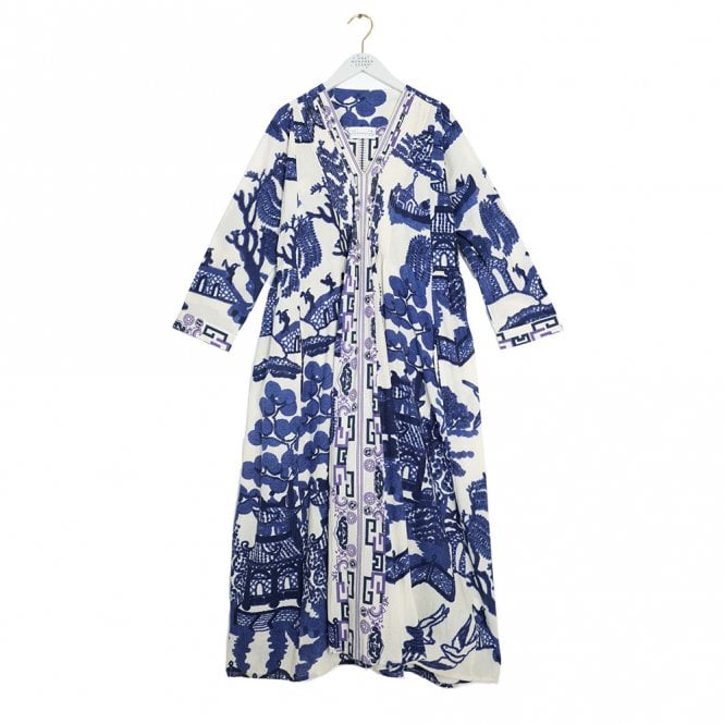 One Hundred Stars Giant Willow Blue Pinch Pleat Dress
