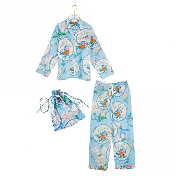 One Hundred Stars Magnolia Plates Blue Cotton Pyjamas