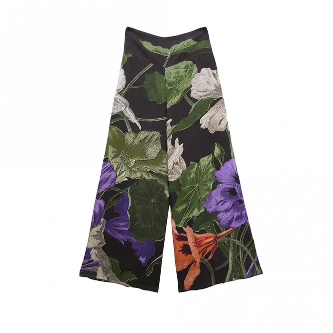 One Hundred Stars Nasturtium Black Palazzo Pants