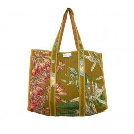 Rhodoleia Gold Canvas Quilted Tote Bag
