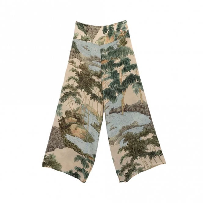 One Hundred Stars Rivers and Trees Natural Crepe Palazzo Pants