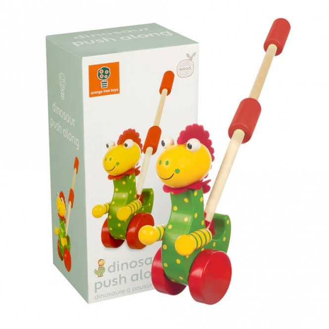 Orange Tree Toys Boxed Dinosaur Push Along Wooden Children's Toy