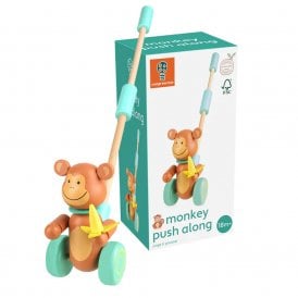 Boxed Monkey Push Along Wooden Children's Toy