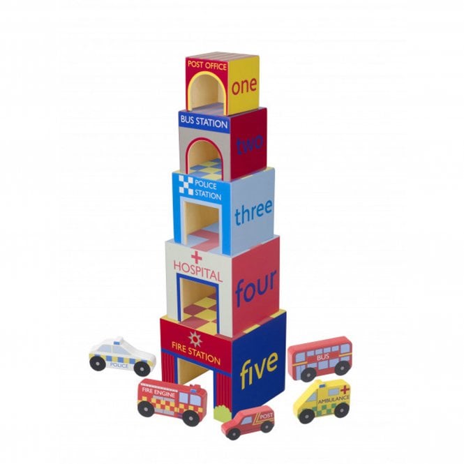 Orange Tree Toys Emergency Services Wooden Stacking Cubes