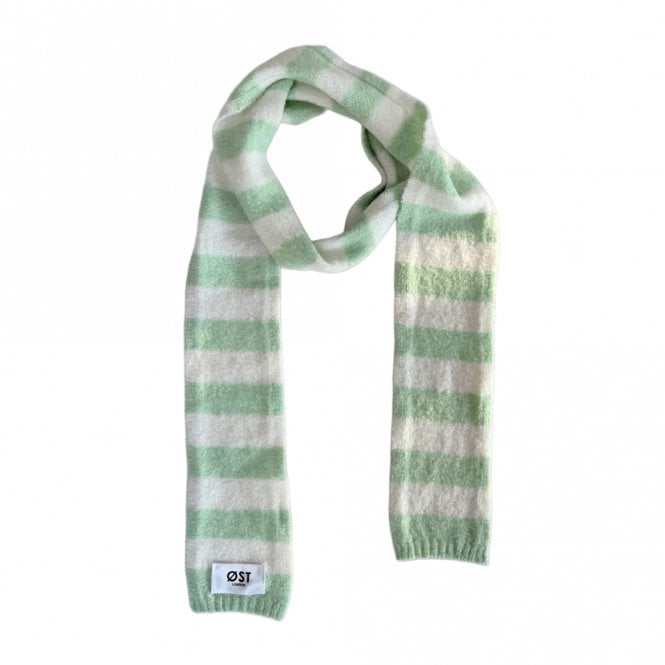 Ost London Gunhild Stripe Mint Green Long Scarf