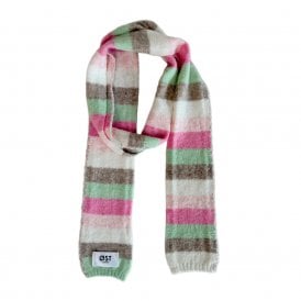 Gunhild Stripe Pink, Green & Taupe Long Scarf