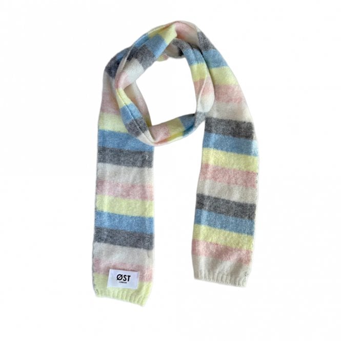 Ost London Gunhild Stripe Pink, Yellow & Blue Long Scarf