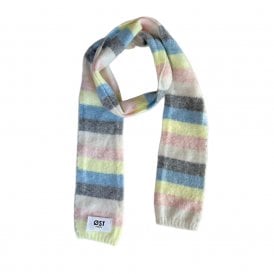 Gunhild Stripe Pink, Yellow & Blue Long Scarf