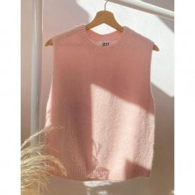 Kathrine Soft Pink Mohair Crewneck Vest