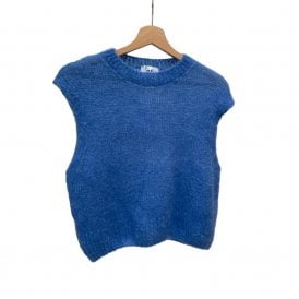 Monika Cornflower Blue Mohair Cropped Vest