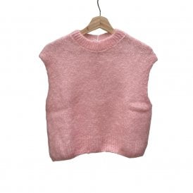 Monika Light Pink Mohair Cropped Vest