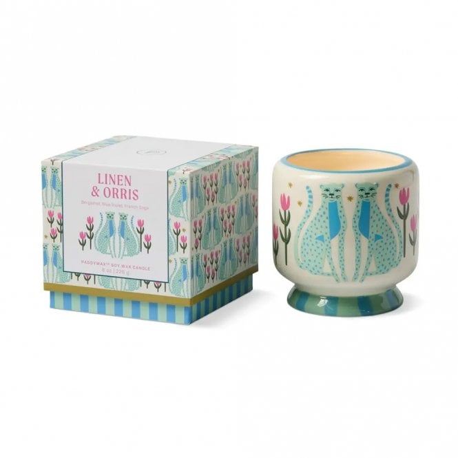 Paddywax Blue Cheetahs Linen & Orris Soy Wax Candle