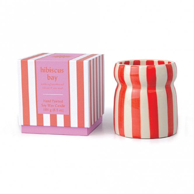 Paddywax Cabana Red Striped Hibiscus Bay Candle