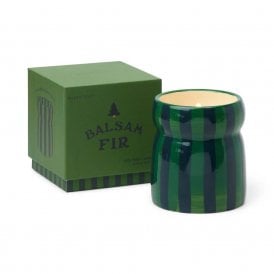 Green & Navy Striped Balsam Fir Candle