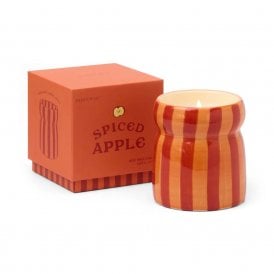 Red & Coral Striped Spiced Apple Candle