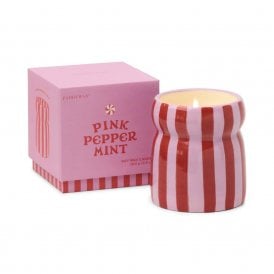 Red & Pink Striped Pink Peppermint Candle