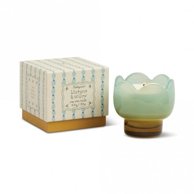 Paddywax Tulip Blue & Ochre Glass Candle - Wisteria & Willow