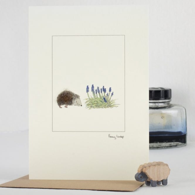 Papersheep Hedgehog & Grape Hyacinths Card