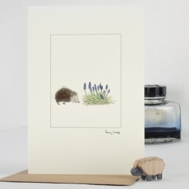 Hedgehog & Grape Hyacinths Card
