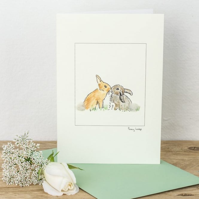 Papersheep Rabbits Kissing Card
