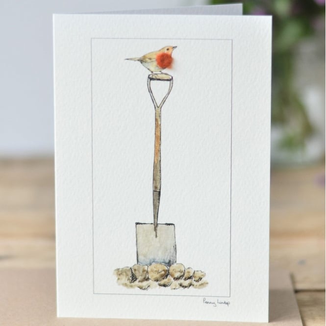 Papersheep Robin on a Spade Card