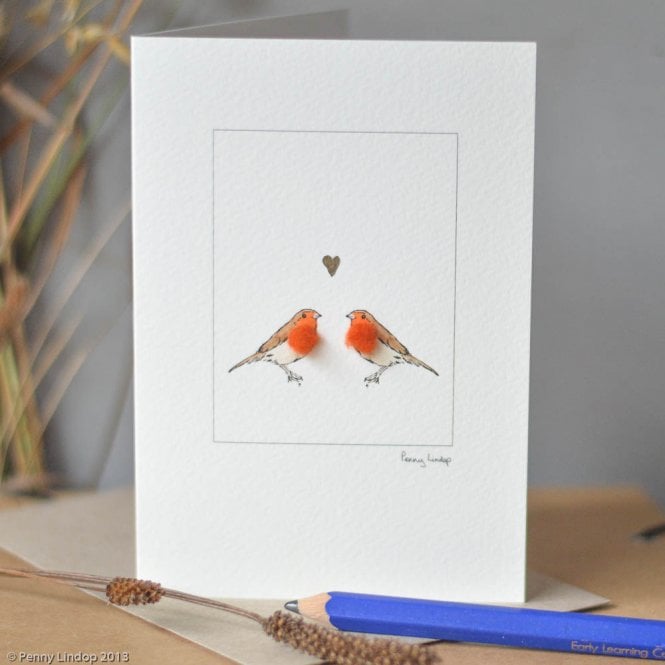 Papersheep Robins Kissing Card