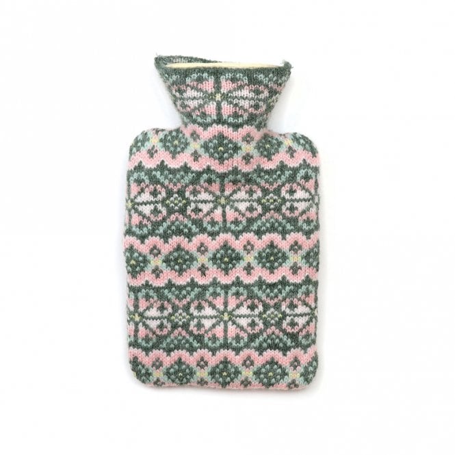 Peace of Mind Agnes Sage & Pink Festive Knit Hot Water Bottle