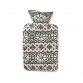 Agnes Sage & Pink Festive Knit Hot Water Bottle
