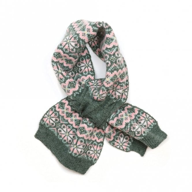 Peace of Mind Agnes Sage & Pink Patterned Pull Through Scarf