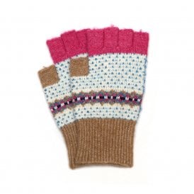 Evie Camel & Pink Fingerless Gloves