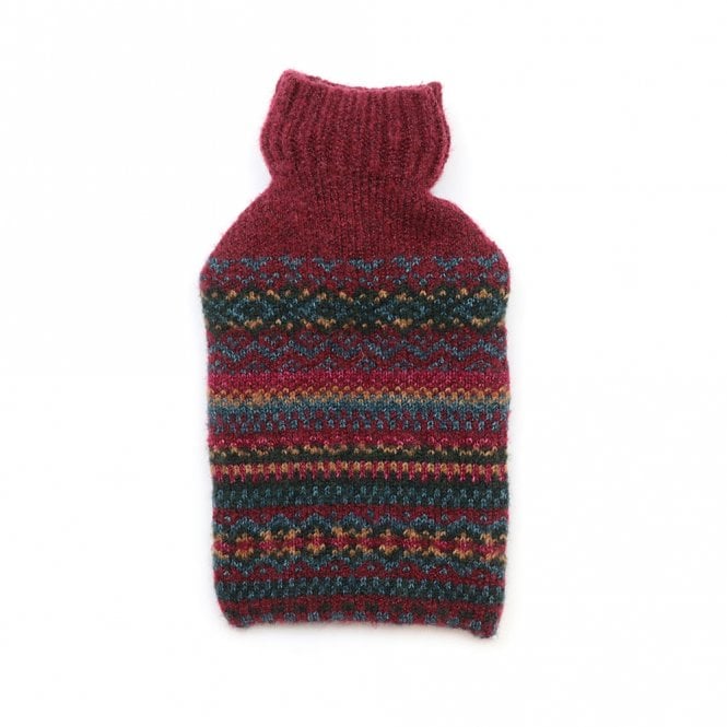 Peace of Mind Finola Burgundy & Teal Fair Isle Hot Water Bottle