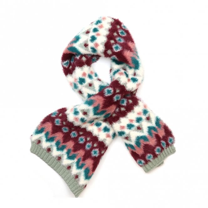 Peace of Mind Imogen Duck Egg & Wine Fluffy Pull Through Scarf