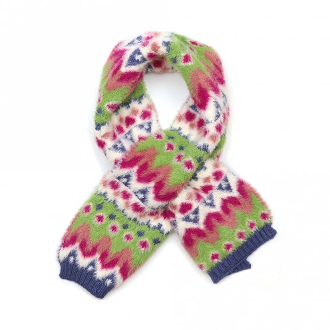 Peace of Mind Imogen Lime & Pink Fluffy Pull Through Scarf
