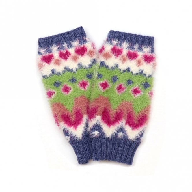Peace of Mind Imogen Lime & Pink Zig-Zag Fluffy Wrist Warmers
