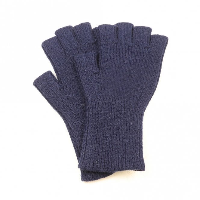 Peace of Mind Navy Blue Fine Ribbed Knit Ladies Fingerless Gloves
