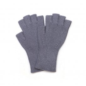Yasmin Grey Ribbed Knit Ladies Fingerless Gloves