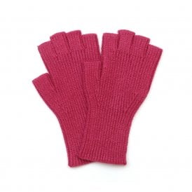 Yasmin Pink Ribbed Knit Ladies Fingerless Gloves