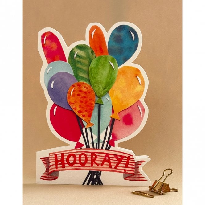 Poet and Painter Balloons Hooray Cut Out Card
