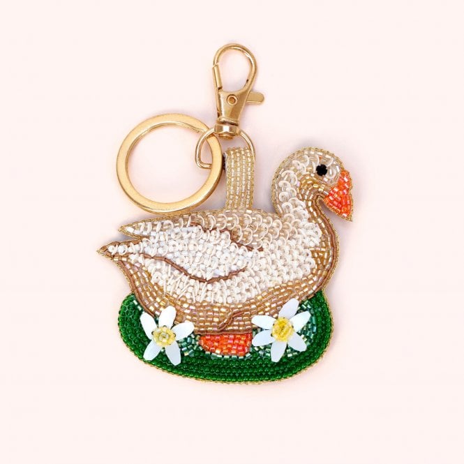 Powder Beaded Garden Goose Keyring