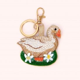Beaded Garden Goose Keyring