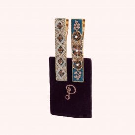 Diamond and Flower Trio Embellished Hair Bar Clips Pack of 2