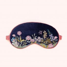 Floral Hedgerow Velvet Eye Mask - Navy