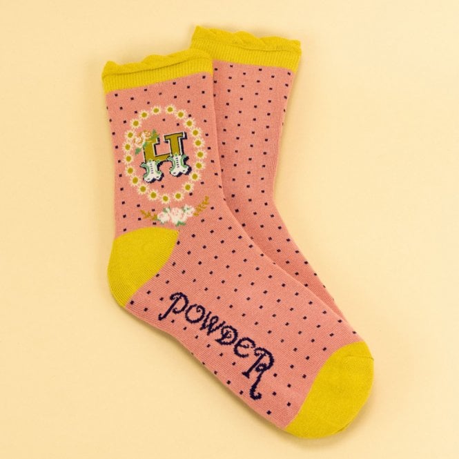Powder H Alphabet Ankle Socks