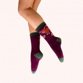 Highland Cow Cosy Ankle Socks - Purple