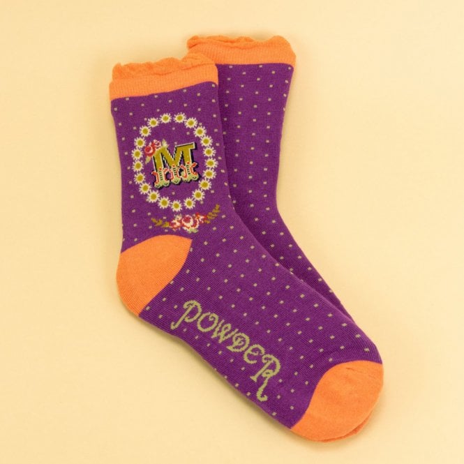 Powder M Alphabet Ankle Socks