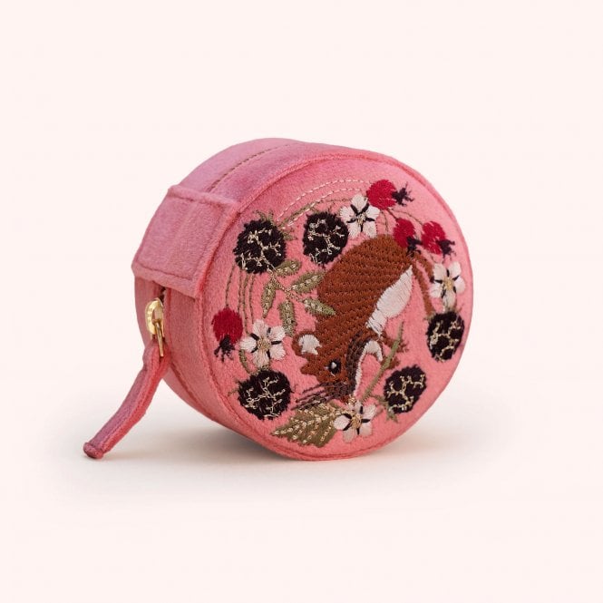 Powder Mouse Velvet Round Jewellery Box