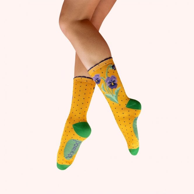 Powder Perfect Pansies Ankle Socks