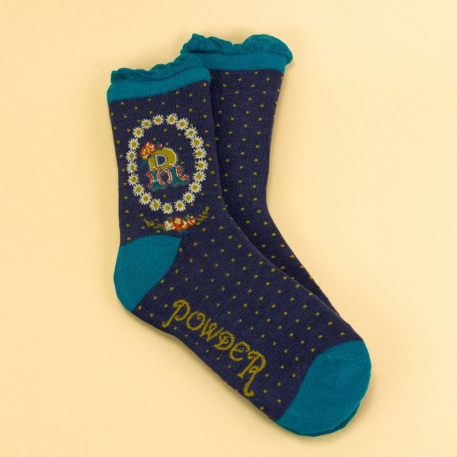 Powder R Alphabet Ankle Socks